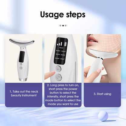 Neck Face Lifting Massager 7 Colors Light LED Photon Therapy Skin Tighten Wrinkle Remove Heating Vibration Massage Beauty Device