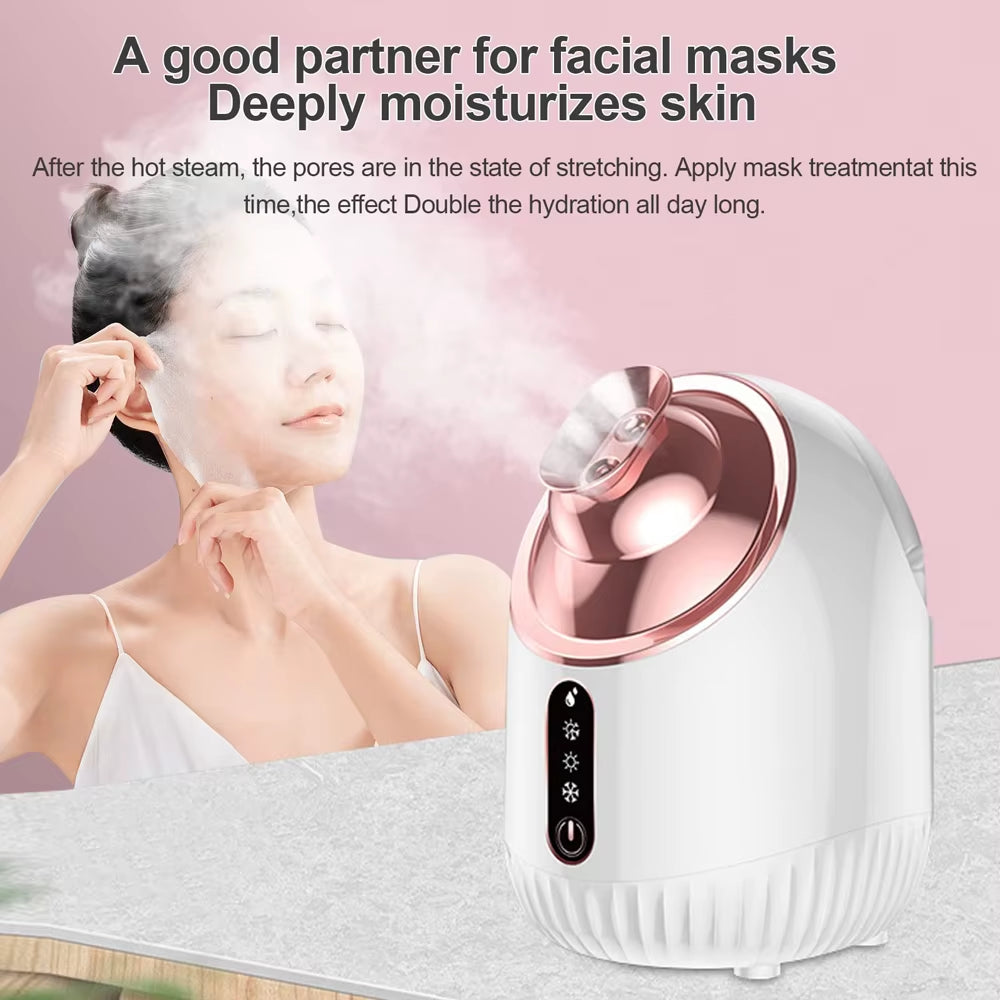 SPA Face Steamer Nano Mist Sprayer Facial Steamer Cold & Hot Nebulizer Facial Sauna Humidifier for Pores Cleansing Moisturizing
