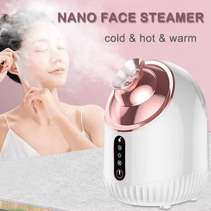 SPA Face Steamer Nano Mist Sprayer Facial Steamer Cold & Hot Nebulizer Facial Sauna Humidifier for Pores Cleansing Moisturizing